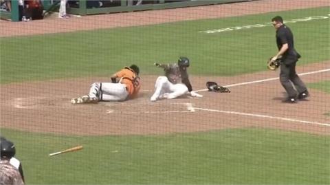 MiLB／「台灣鐵捕」林家正遭球吻後再被撞飛！左手二度傷提前退場