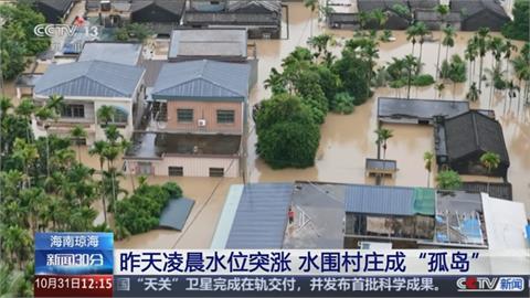 海南島海水倒灌2座水庫洩洪　7座鄉鎮變孤島