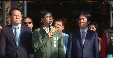 快新聞／陳其邁陪賴清德「壽天宮」發福袋　喊話：他正派、穩定是台灣最需要的力量