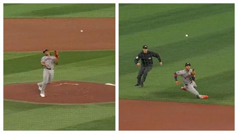 MLB(影)／棒球還是彈珠檯？游擊手「跨區辦案」超神滑接　潘尼亞擦亮金手套招牌