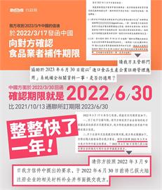 快新聞／食品輸中國註冊期限被提前1年　食藥署曝雙方電郵內容