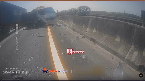 國一岡山段4車連環車禍 小貨車未保車距高速衝撞釀3傷