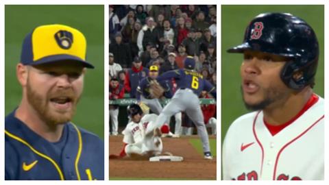 MLB(影)／被丟觸身球超不爽雙方互嗆！紅襪重砲「報復性」滑壘開鏟游擊手險釀衝突