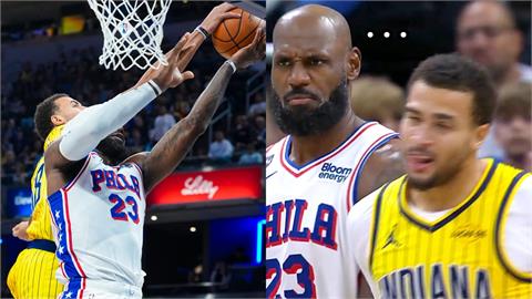 NBA(影)／詹皇罕見挨追魂鍋！溜馬小將「整顆逮中」哨音也救不了　網：他真的老了