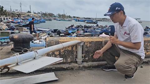 台南沿海電桿、路標被吹歪　北門居民：颱風眼登陸風雨靜止