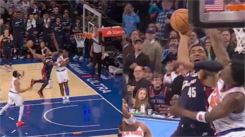 NBA(影)／太不科學！米歇爾「死亡隔扣」全場傻眼　「一吃四」轟34分難救騎士
