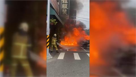 斗六文化路火燒車！　風勢助長火勢　車頭竄出火龍捲