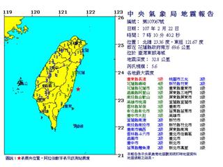 東部外海規模5.6地震  台東最大震度5