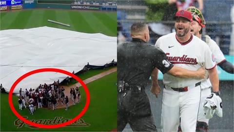 MLB(影)／板凳清空罕見因「蓋帆布」中斷！守護者、響尾蛇理論到一半被迫喊卡