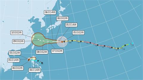 快新聞／鯨魚颱風生成了！「白海豚」雙颱共舞場面曝　海警最快「這天」發布