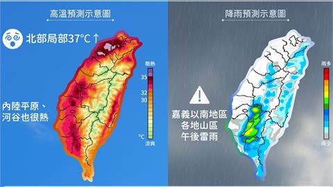 北部高溫上看37°C熱到發燙！氣象署點名「2地區」須注意午後雷陣雨轟炸