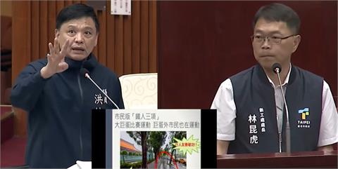 指花近4億無法改善大巨蛋人行道積水　洪健益秀照片批：在比鐵人三項？