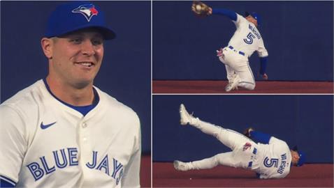 MLB(影)/滑倒在地上打滾竟然神奇接殺!主播直呼太瘋狂 瓦修預約年度最佳美技