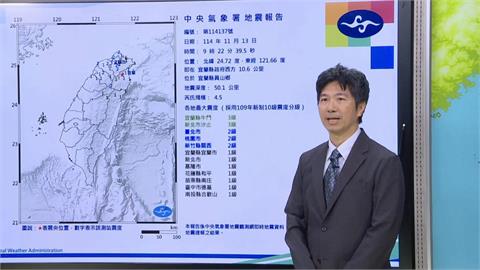 快新聞／宜蘭規模4.5地震！氣象署解釋原因　籲留意山區土石鬆動