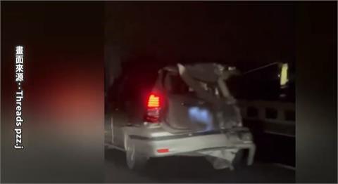 車尾都爛了還繼續開！　　駕駛堅定行駛國道　網驚：戰區回來的？
