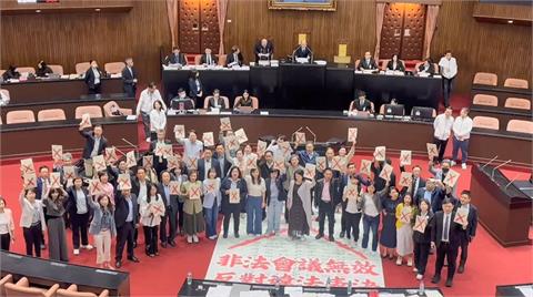 兩公投逕付二讀議事錄獲確認　綠委舉「大叉叉紙張」開嗆韓國瑜