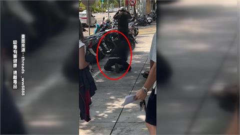 怪男軟腳趴地如喪屍站起　被疑法院前吸毒挑戰公權力
