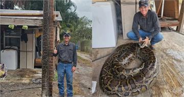 佛州史上第2重！他被「91公斤巨蟒」拖行10公尺　全家人合力制伏