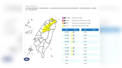 快新聞／白海豚龜速西行「估北轉角度不大」　7縣市大雨特報