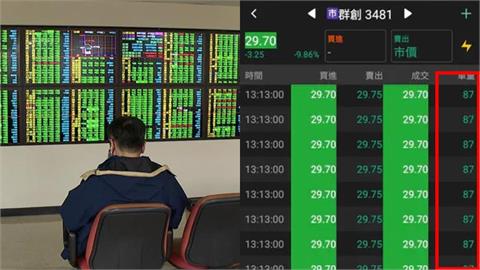 群創跌停收盤前驚見幾十筆「87」成交量！網一看全哭了：身心受創的代表