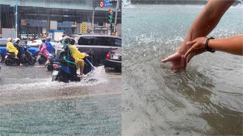 大雷雨狂襲板橋！他實測這區積水「深達9公分」：車殼淹到框了