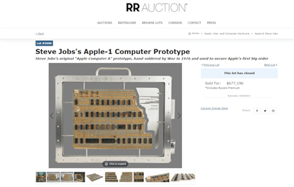 賈伯斯初代Apple-1原型機　逾2000萬元落槌