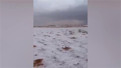 極端天氣當道！　沙烏地阿拉伯沙漠史上首次「降雪」
