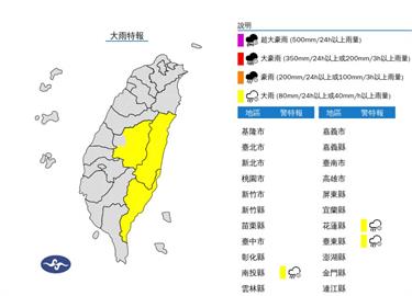快新聞／鋒面＋午後對流雲系發展旺盛！　3縣市大雨特報