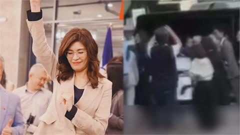 鄭麗文再遭海外中國人圍嗆　抗議投共高喊：賣國賊