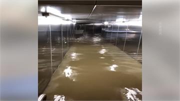 暴雨惹的禍！台北捷運東門站連通道淹水