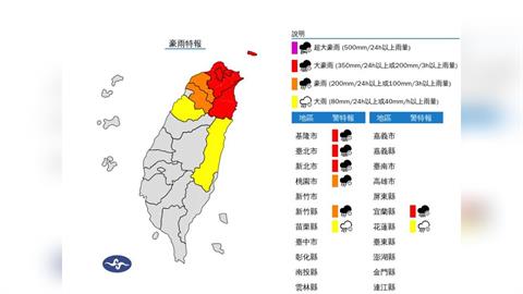 快新聞／下班注意！8縣市雨彈升級　大豪雨狂轟4地