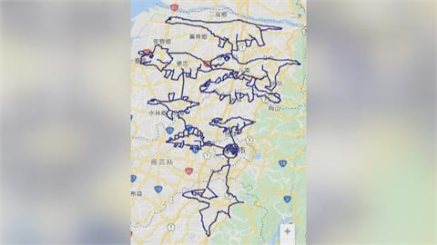 狂！ 騎單車1千公里　在地圖上畫出9隻恐龍