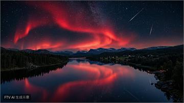 罕見天文奇景！中國黑龍江夜空現絕美紅色極光流星雨