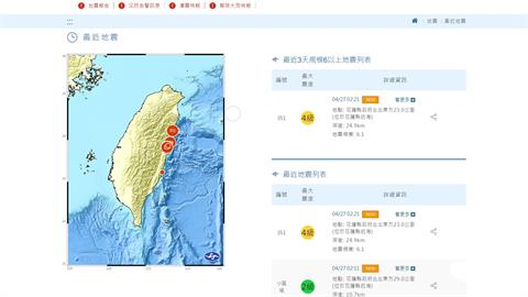 凌晨2點21分再發生規模6.1強震！　多縣市最大震度4級