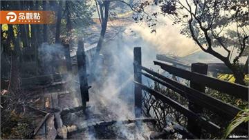 苗栗知名溫泉飯店火警 遮雨棚涼亭遭烈焰吞噬