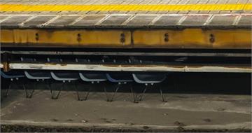 月台下藏整排藍椅！網笑稱「朱自清爸爸休息區」　台鐵幽默回應了