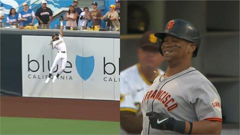 MLB(影)／搶劫全壘打！塔提斯扮「牆頭悍匪」　打者苦笑跑回休息區