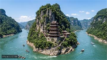 長江水位下降　重慶400年歷史石寶寨再現全貌