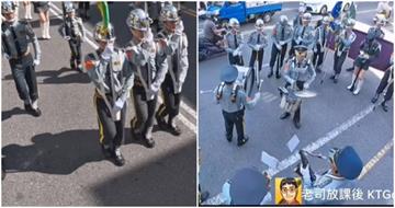 網路神曲《沒出息》走進廟會街頭 國光樂儀隊操槍演繹博得滿堂彩