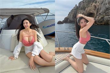 國光女神遊艇照辣翻全場！上衣「一路開到肋骨」炸出驚人畫面