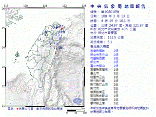 04：19新北貢寮規模5.1地震 國家級警報大響