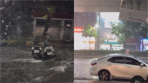 快新聞／大雨成災！饅頭媽驚見台中文心路淹成小河　網嚇：世界末日？