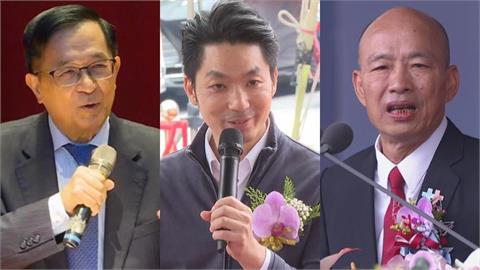 鐵藍長輩議論蔣萬安（中）因不願步上韓國瑜（右）老路，年底選戰將「循阿扁模式」輸掉市長，釣出陳水扁（左）親自回應了。（圖／民視新聞）