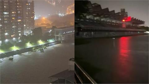 汐止基隆河「水位破警戒」快溢出！運動場慘變汪洋…在地人快嚇壞