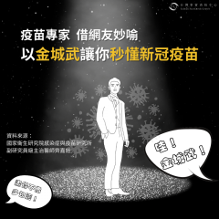 事實查核／【查小喵出任務】疫苗專家借網民妙喻 以金城武讓你秒懂新冠疫苗