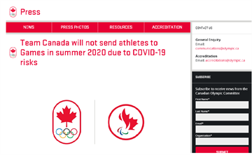 加拿大開第一槍 今年不會派選手參加奧運