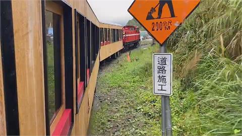 疑壓到「道碴石」　嘉義檜木列車「福森號」試車出軌