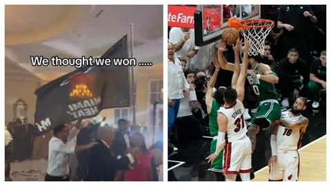 NBA／以為贏下G6…熱火球迷「婚宴瘋狂慶祝」影片曝光尷尬了