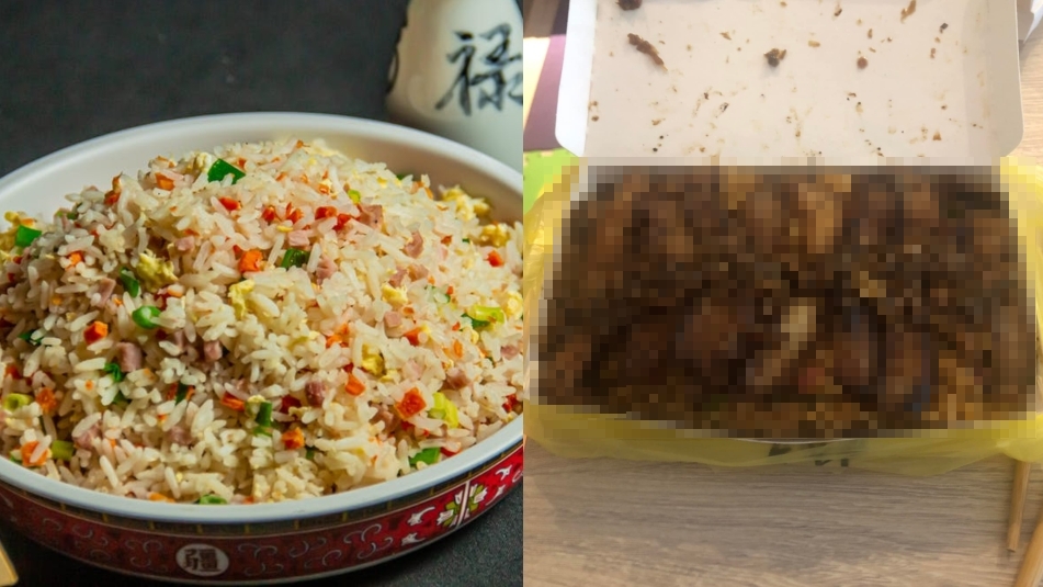 氣炸!外送黃金蛋炒飯變「暗黑料理」 網曬濾鏡照安慰:只是忘了開美肌