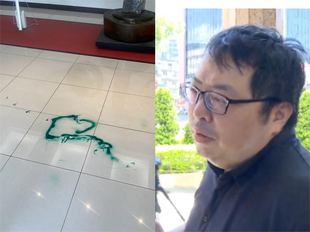 快新聞／不滿國民黨北市黨部遭搜索！田山盛國前往北檢噴漆　畫面曝光